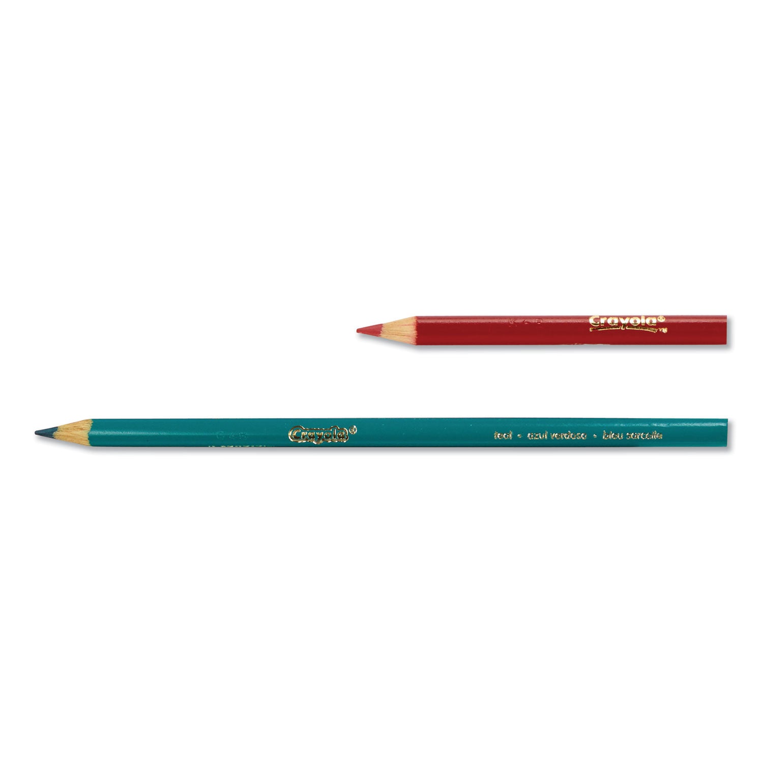 Short Colored Pencils Hinged Top Box with Built-in Pencil Sharpener, 3.3 mm, 2B, Assorted Lead and Barrel Colors, 64/Pack - 