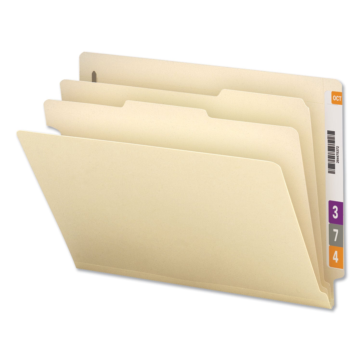 Six-Section Manila End Tab Classification Folders, 2" Expansion, 2 Dividers, 6 Fasteners, Letter Size, Manila, 10/Box - 