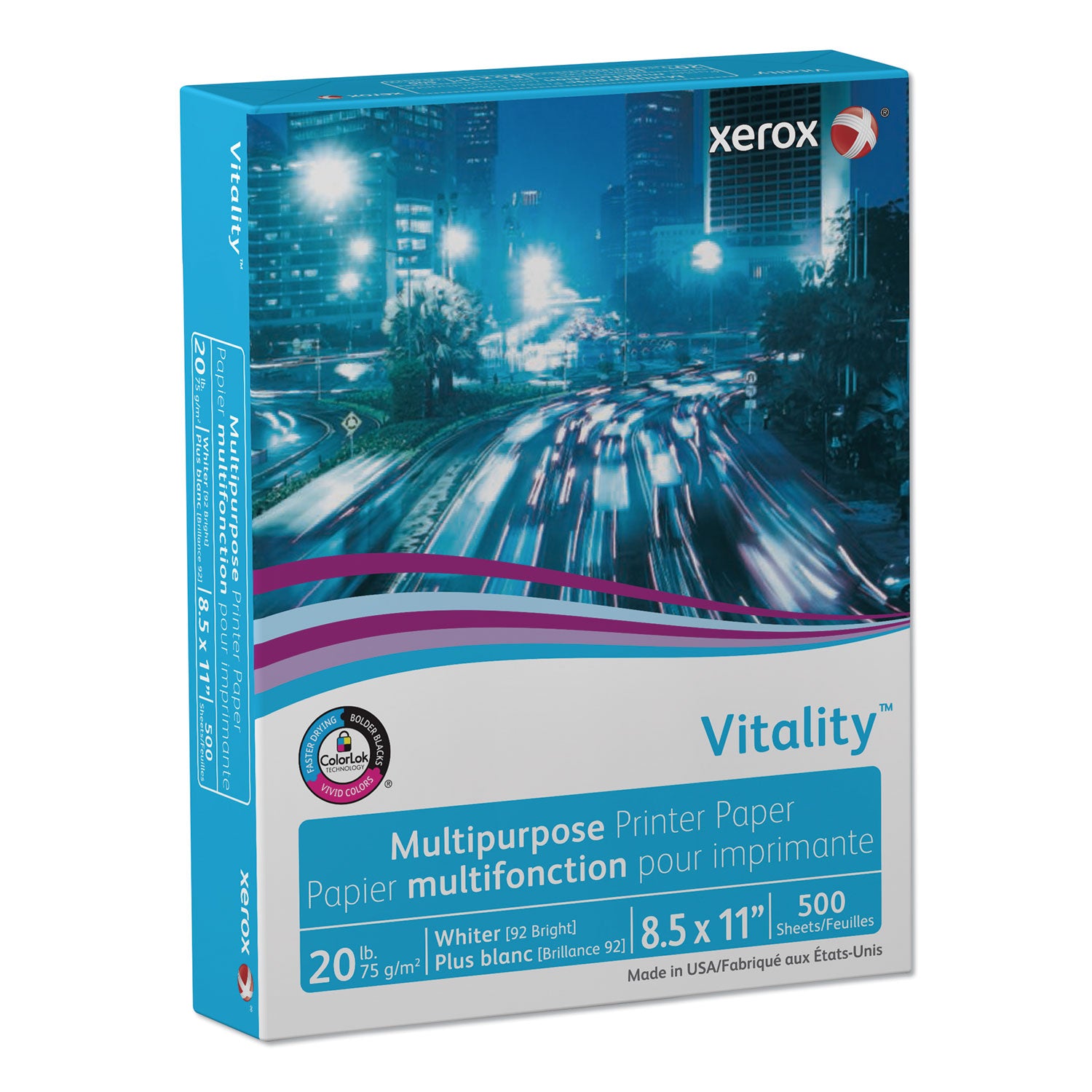 Vitality Multipurpose Print Paper, 92 Bright, 20 lb Bond Weight, 8.5 x 11, White, 500 Sheets/Ream, 10 Reams/Carton - 