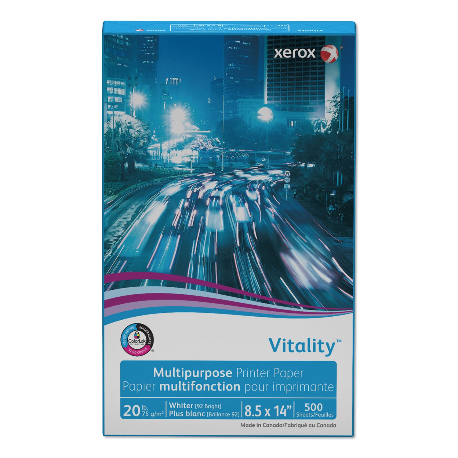 Vitality Multipurpose Print Paper, 92 Bright, 20 lb Bond Weight, 8.5 x 14, White, 500/Ream - 