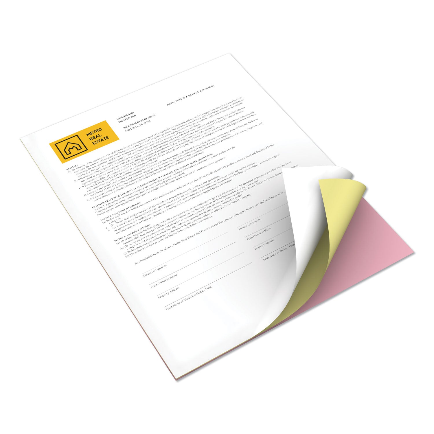 Revolution Carbonless 3-Part Paper, 8.5 x 11, White/Canary/Pink, 5,000/Carton - 