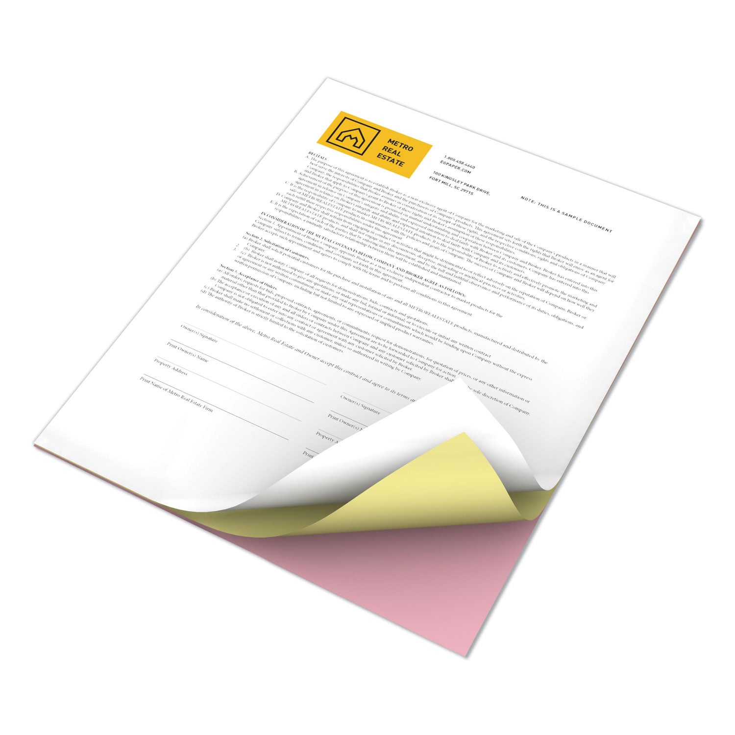 Revolution Carbonless 3-Part Paper, 8.5 x 11, White/Canary/Pink, 5,000/Carton - 