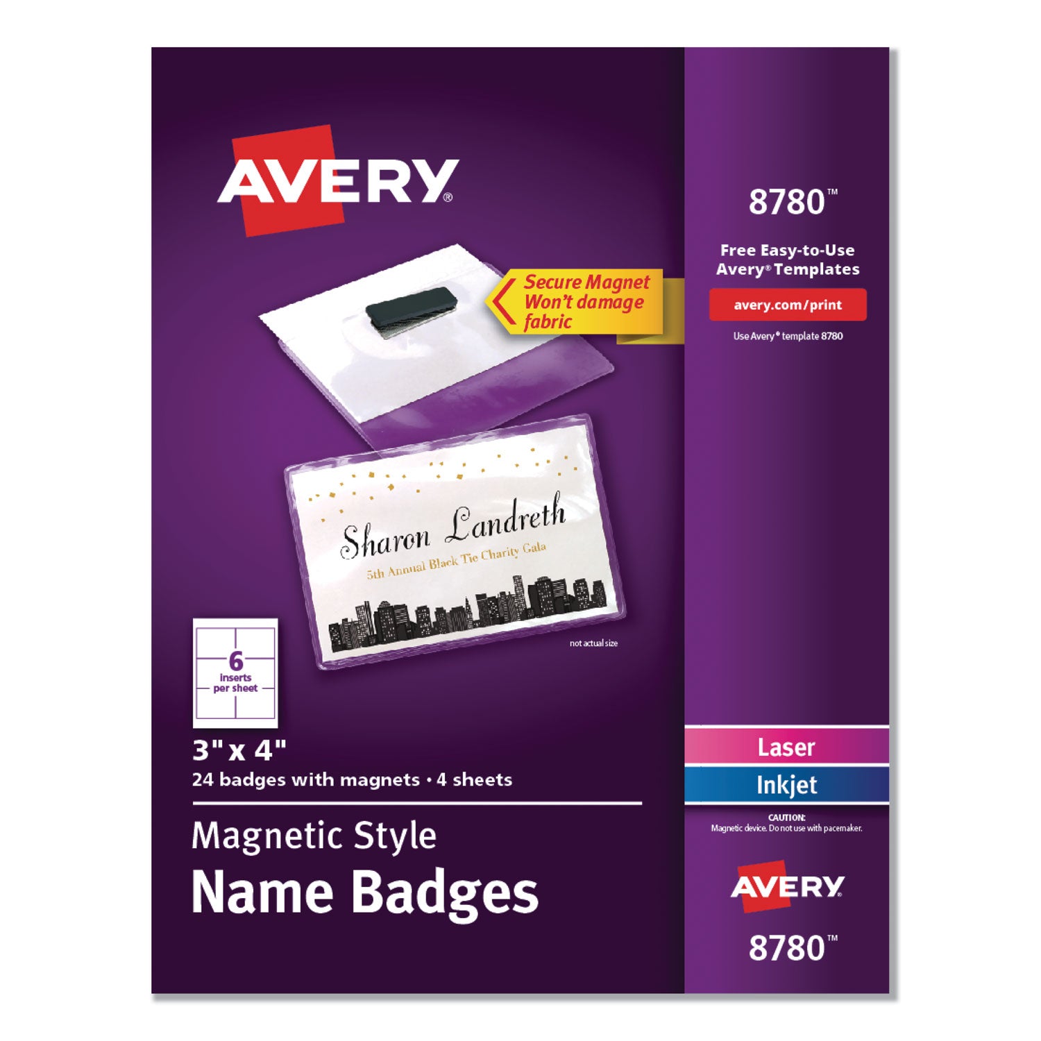 magnetic-style-name-badge-kit-horizontal-4-x-3-white-24-pack_ave8780 - 1