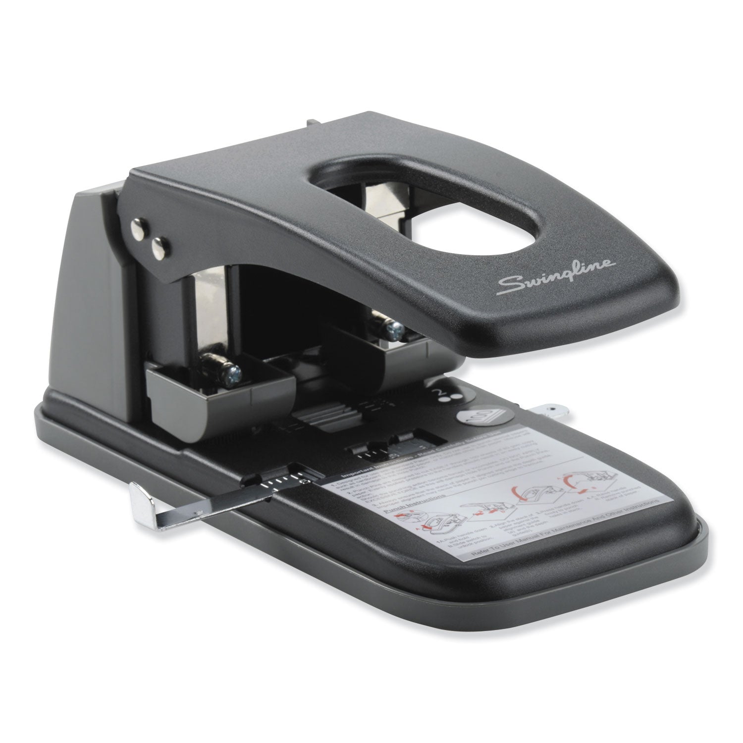 100-Sheet High Capacity Two-Hole Punch, Fixed Centers, 9/32" Holes, Black/Gray - 