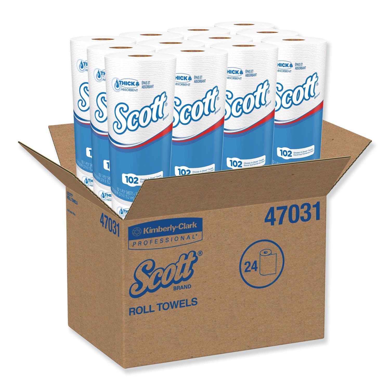 Choose-A-Sheet Mega Kitchen Roll Paper Towels, 1-Ply, 4.8 x 11, White, 102/Roll, 24/Carton