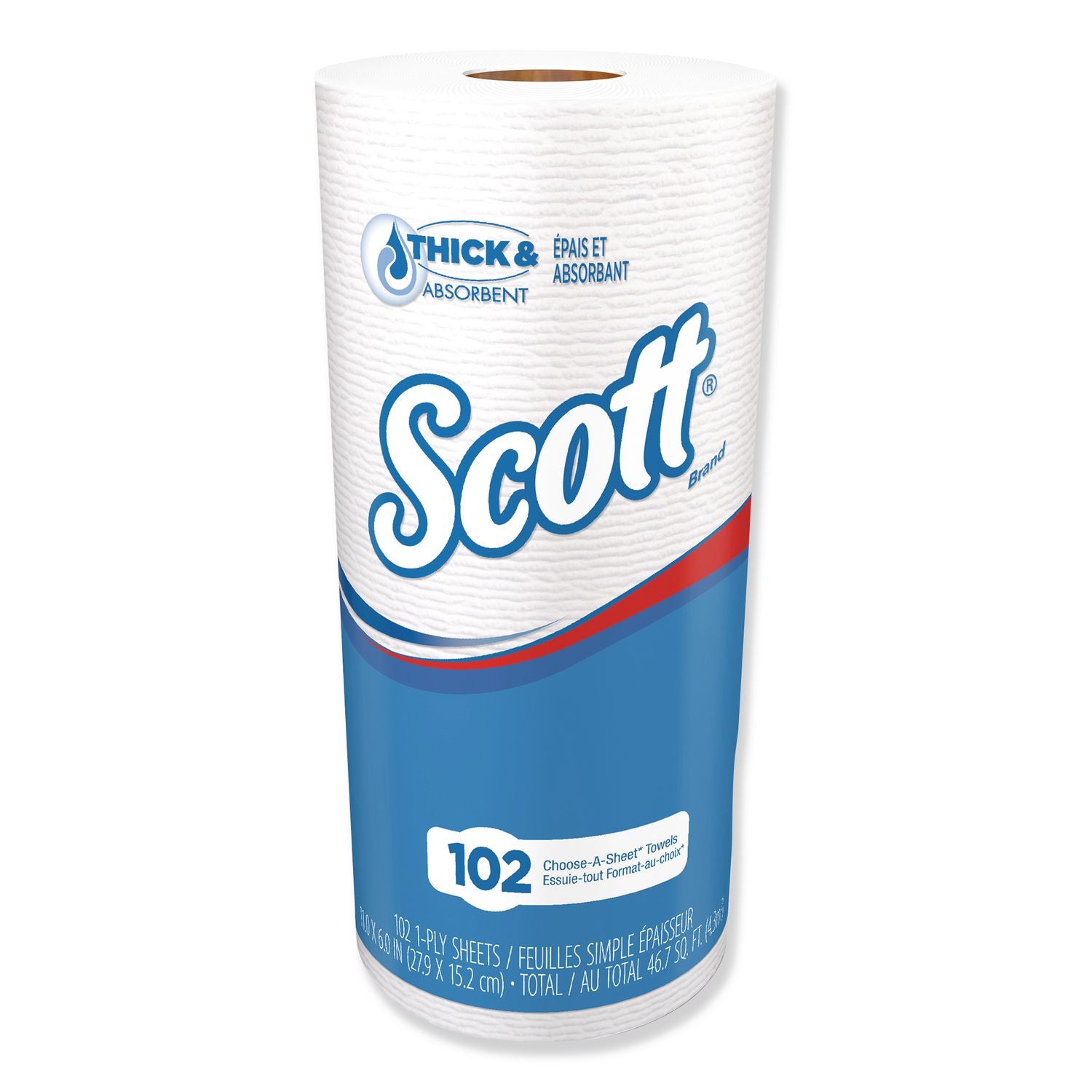 Choose-A-Sheet Mega Kitchen Roll Paper Towels, 1-Ply, 4.8 x 11, White, 102/Roll, 24/Carton
