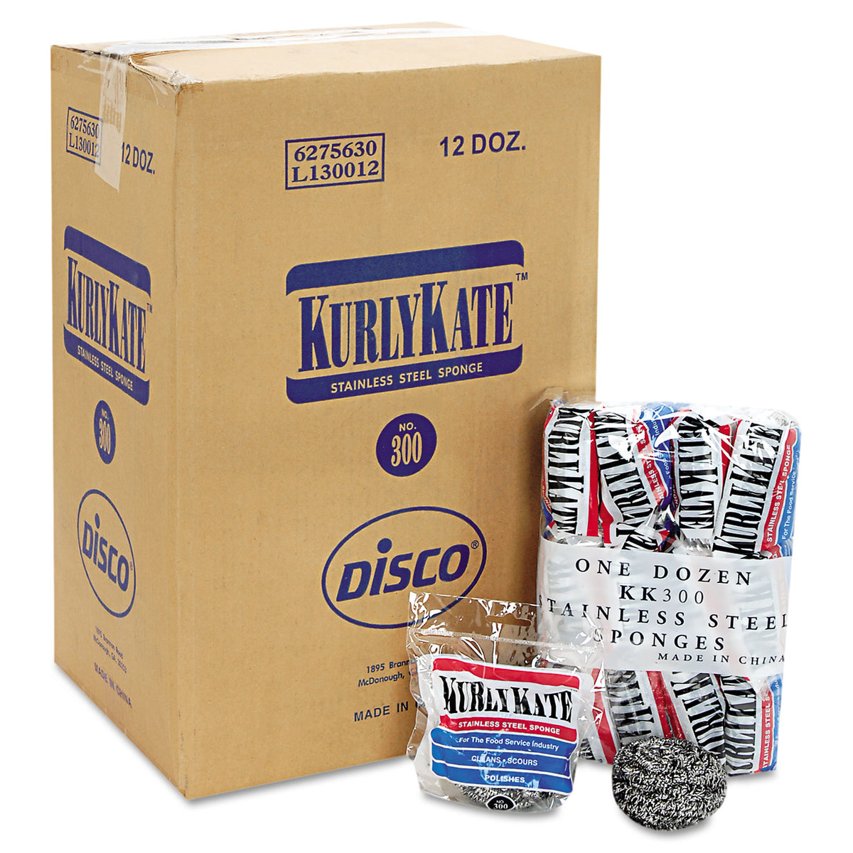 Stainless Steel Scrubbers, Medium, 3.5 x 3.5, Steel Gray, 12/Pack, 12 Packs/Carton