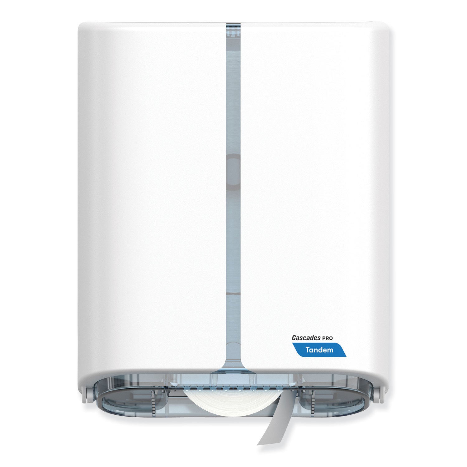 Cascades Tandem Jumbo Toilet Paper Dispenser, Single Roll (C382) - Touchless, Roll Dispenser - 1 x Roll - 13.8" Height x 10.8" Width x 5.6" Depth - White - Hygienic, Jam Resistant - 1 Each
