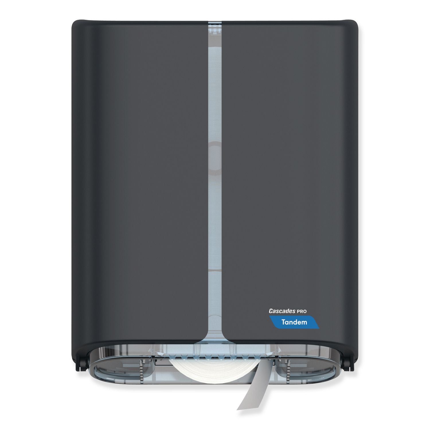 Cascades PRO Tandem Jumbo Toilet Paper Dispenser, Single Roll (C382) - Touchless, Roll Dispenser - 1 x Roll - 13.8" Height x 10.8" Width x 5.6" Depth - Dark Gray - Hygienic, Jam Resistant - 1 Each
