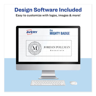 The Mighty Badge Name Badge Holder Kit, Horizontal, 3 x 1, Inkjet, Silver, 10 Holders/ 80 Inserts