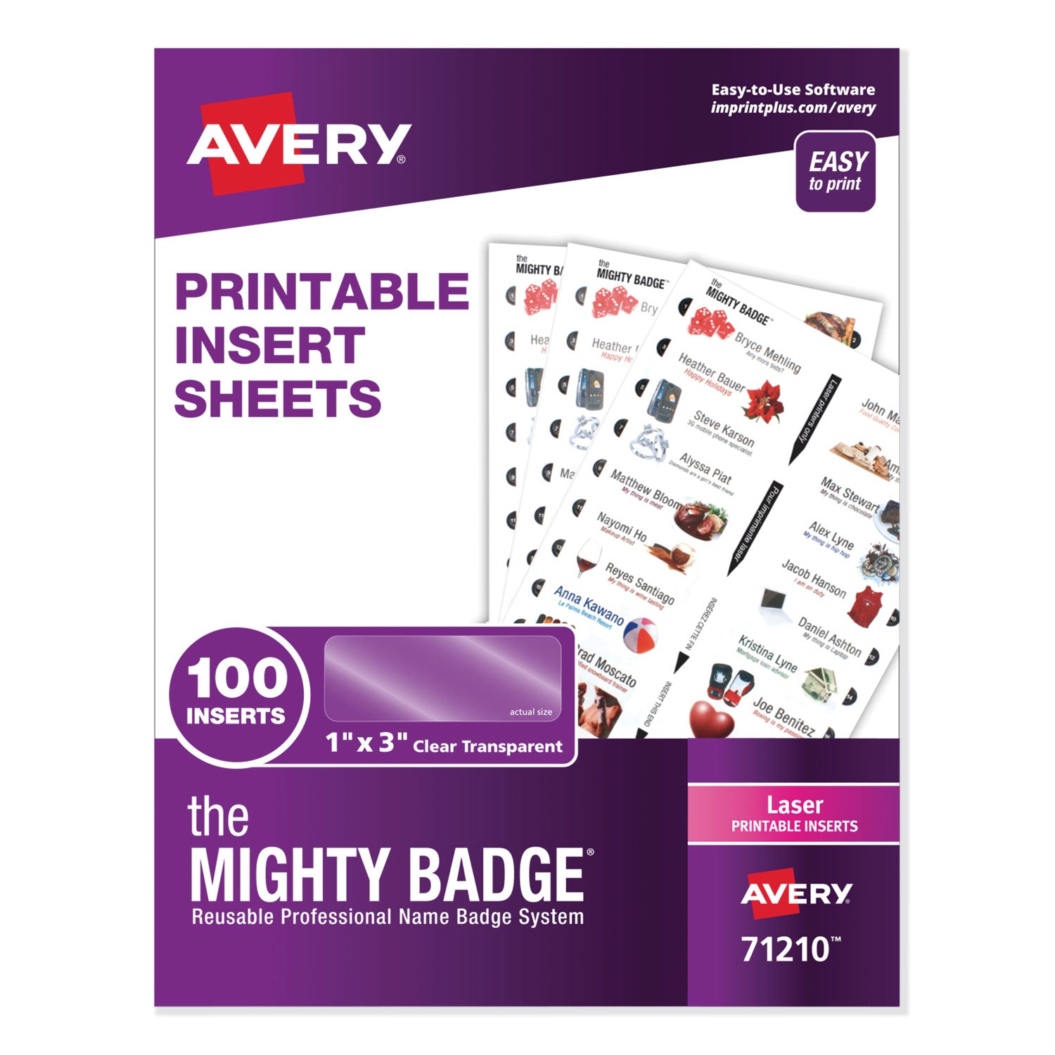 the-mighty-badge-name-badge-inserts-1-x-3-clear-laser-20-sheet-5-sheets-pack_ave71210 - 1