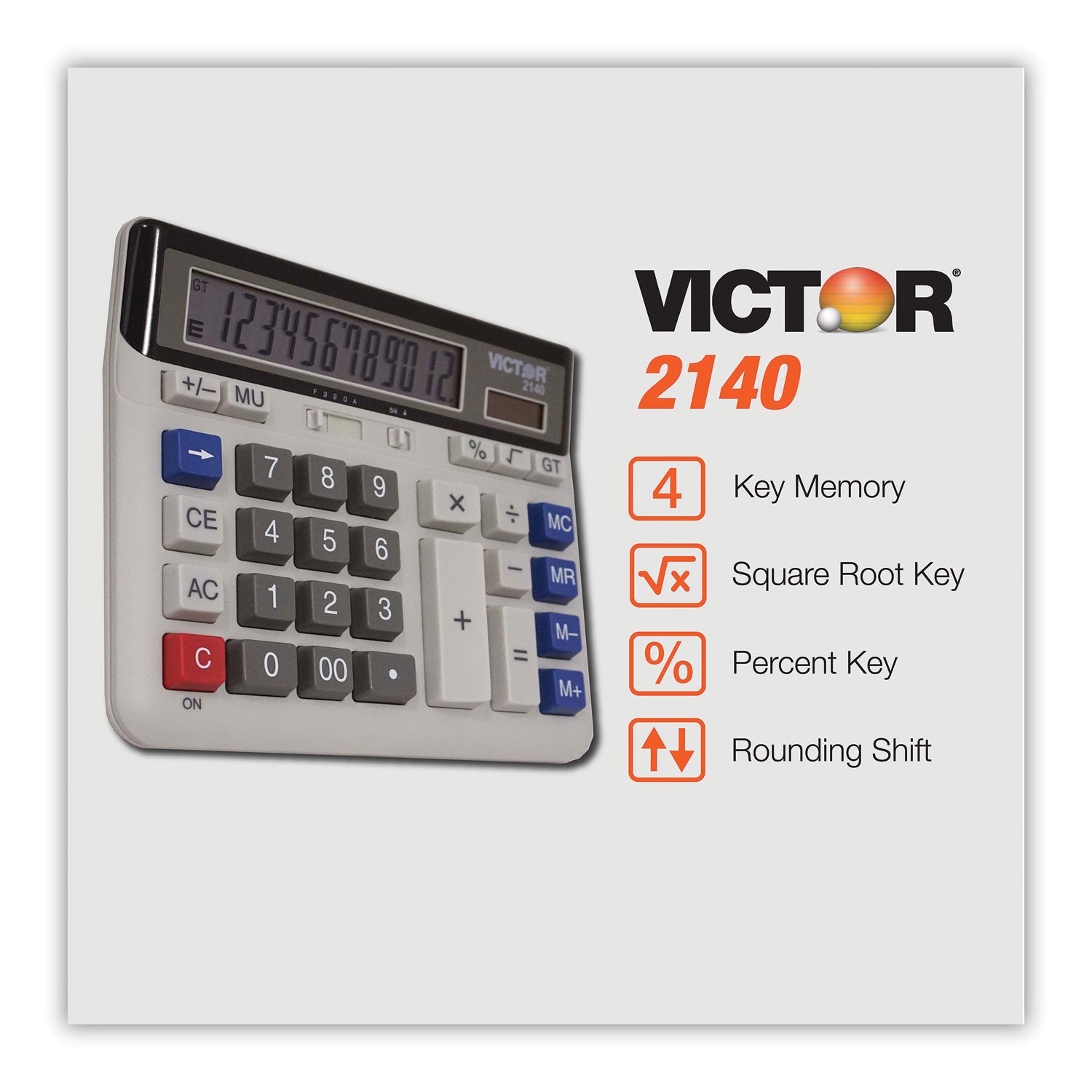 2140 Desktop Business Calculator, 12-Digit LCD - 