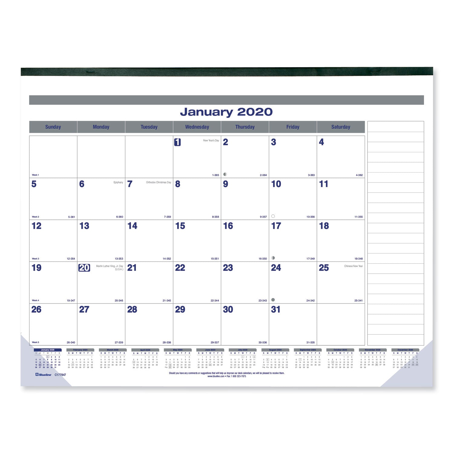 net-zero-carbon-monthly-desk-pad-calendar-22-x-17-white-gray-blue-sheets-black-binding-12-month-jan-to-dec-2024_redc177847 - 1