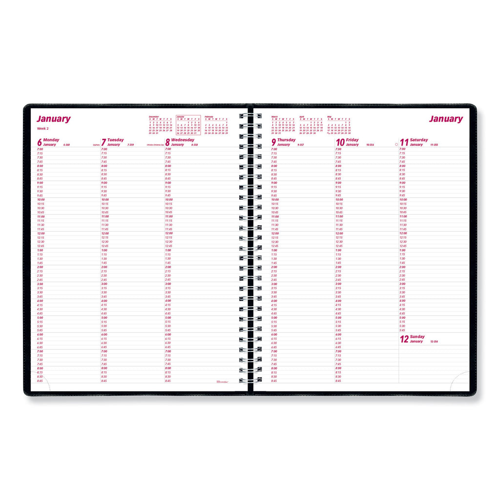 Essential Collection Weekly Appointment Book in Columnar Format, 11 x 8.5, Black Cover, 12-Month (Jan to Dec): 2024