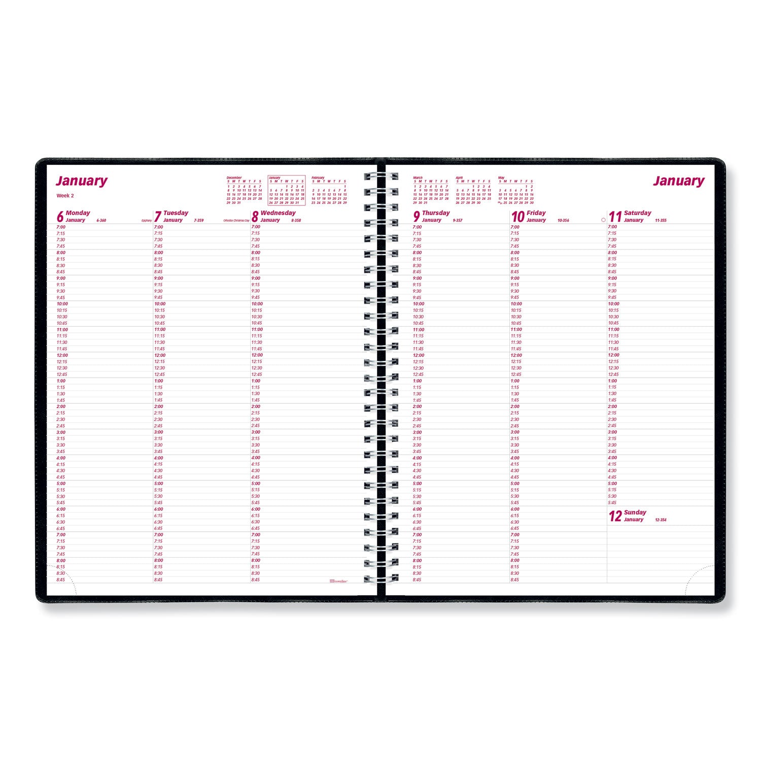Essential Collection Weekly Appointment Book in Columnar Format, 11 x 8.5, Black Cover, 12-Month (Jan to Dec): 2024