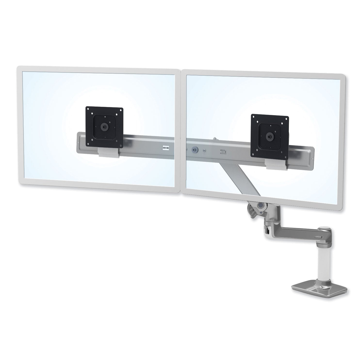 lx-dual-direct-monitor-arm-for-25-monitors-360-deg-rotation-30-deg-tilt-360-deg-pan-polished-aluminum-supports-11-lb_erg45489026 - 1