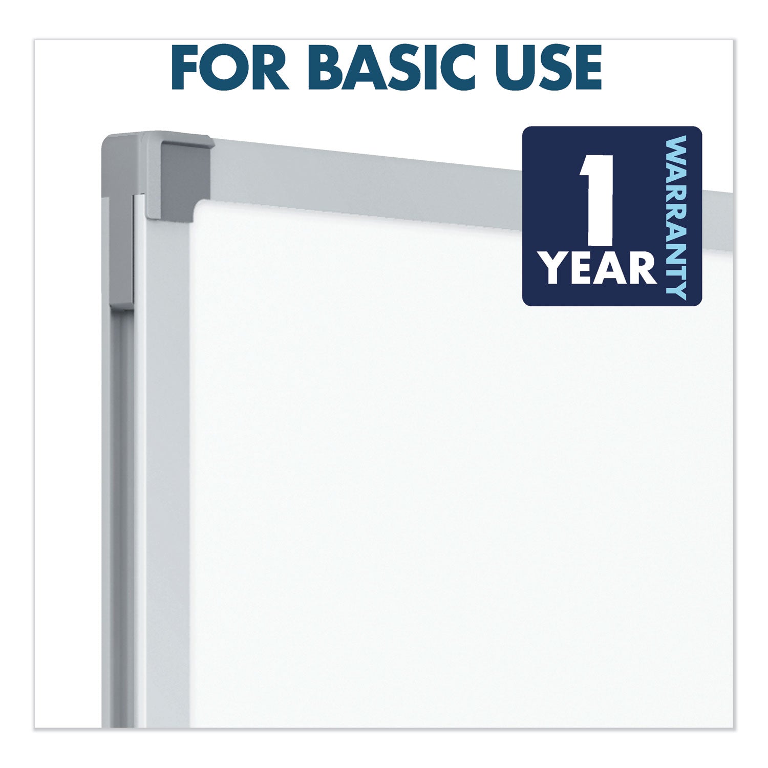 Dry Erase Board with Aluminum Frame, 72 x 48, Melamine White Surface, Silver Aluminum Frame - 