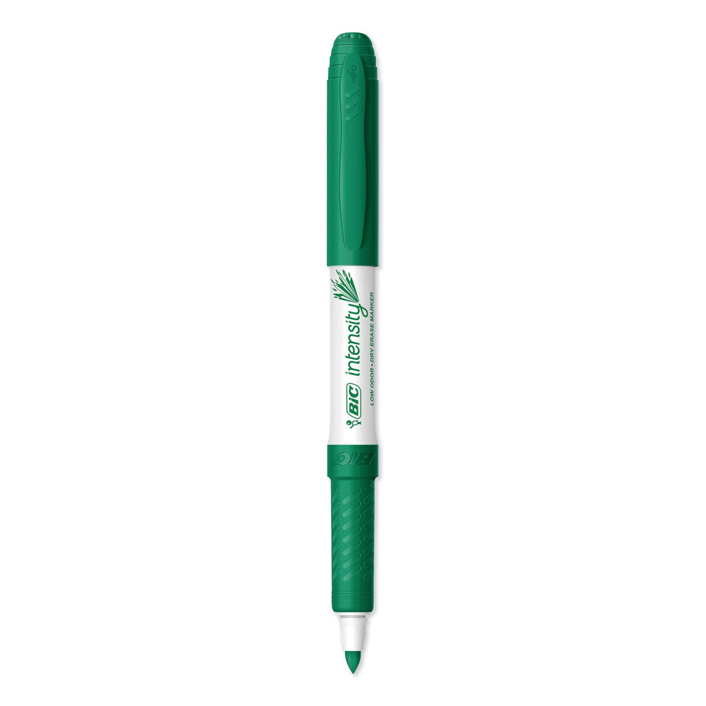 Intensity Low Odor Fine Point Dry Erase Marker, Fine Bullet Tip, Green, Dozen - 