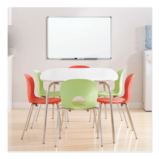 Dry Erase Board with Aluminum Frame, 72 x 48, Melamine White Surface, Silver Aluminum Frame - 