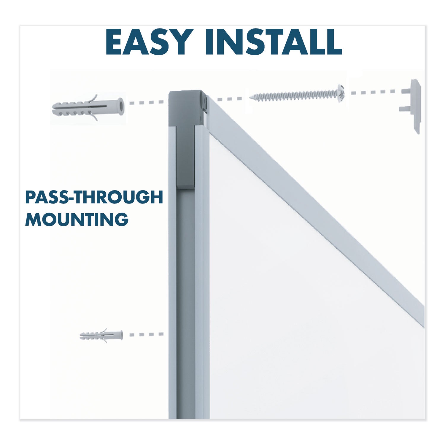 Dry Erase Board with Aluminum Frame, 36 x 24, Melamine White Surface, Silver Aluminum Frame - 