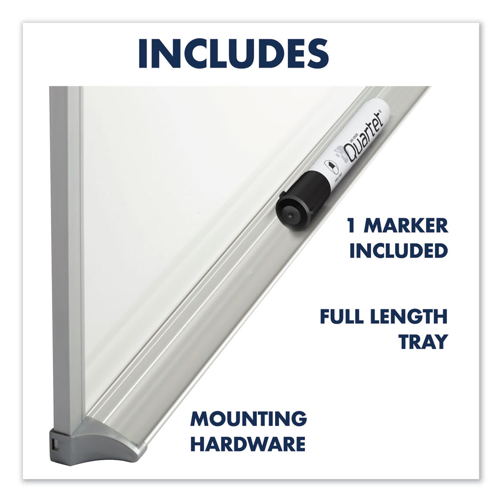 Porcelain Magnetic Whiteboard, 96 x 48, White Surface, Silver Aluminum Frame