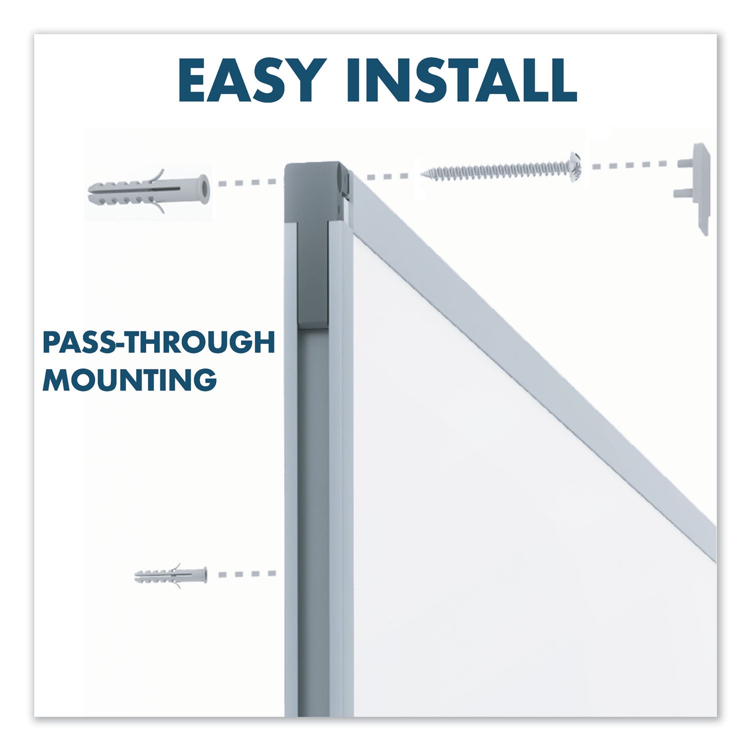 Dry Erase Board with Aluminum Frame, 72 x 48, Melamine White Surface, Silver Aluminum Frame