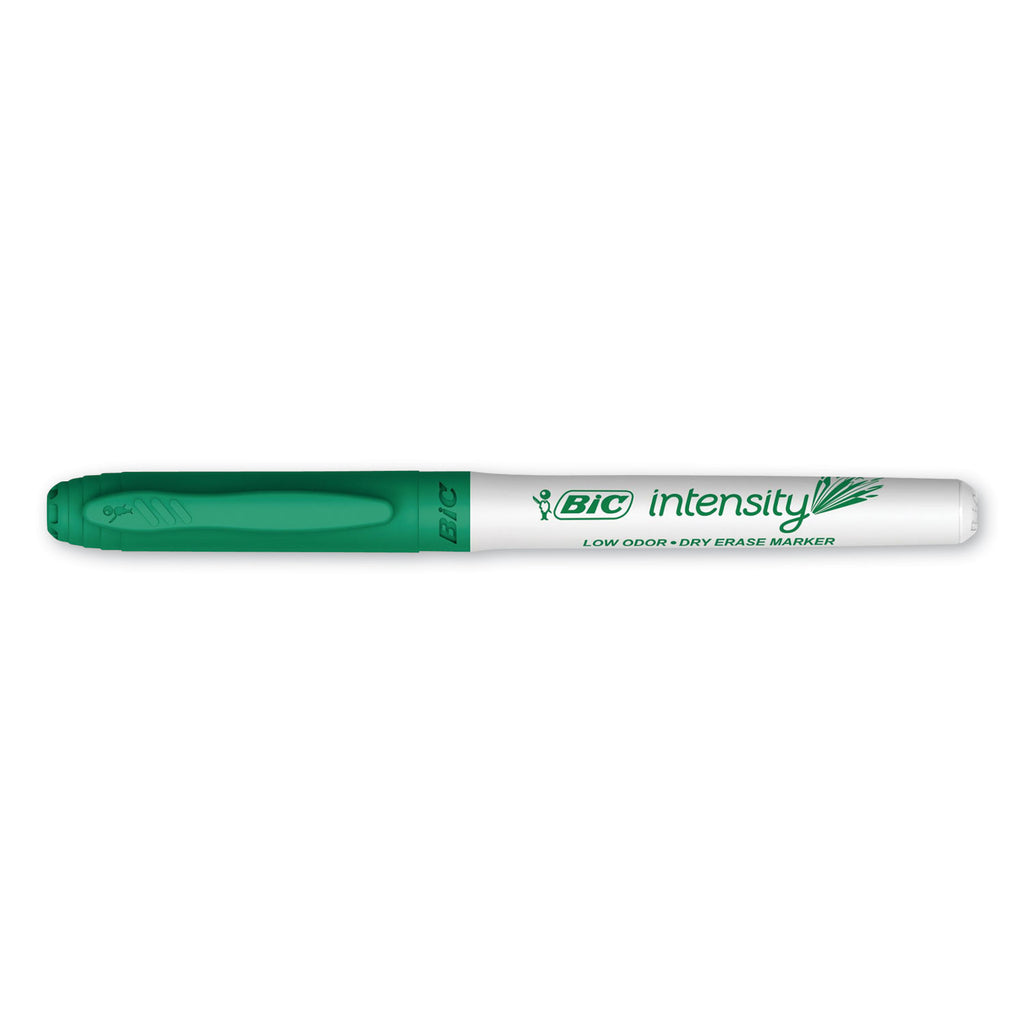Intensity Low Odor Fine Point Dry Erase Marker, Fine Bullet Tip, Green, Dozen - 