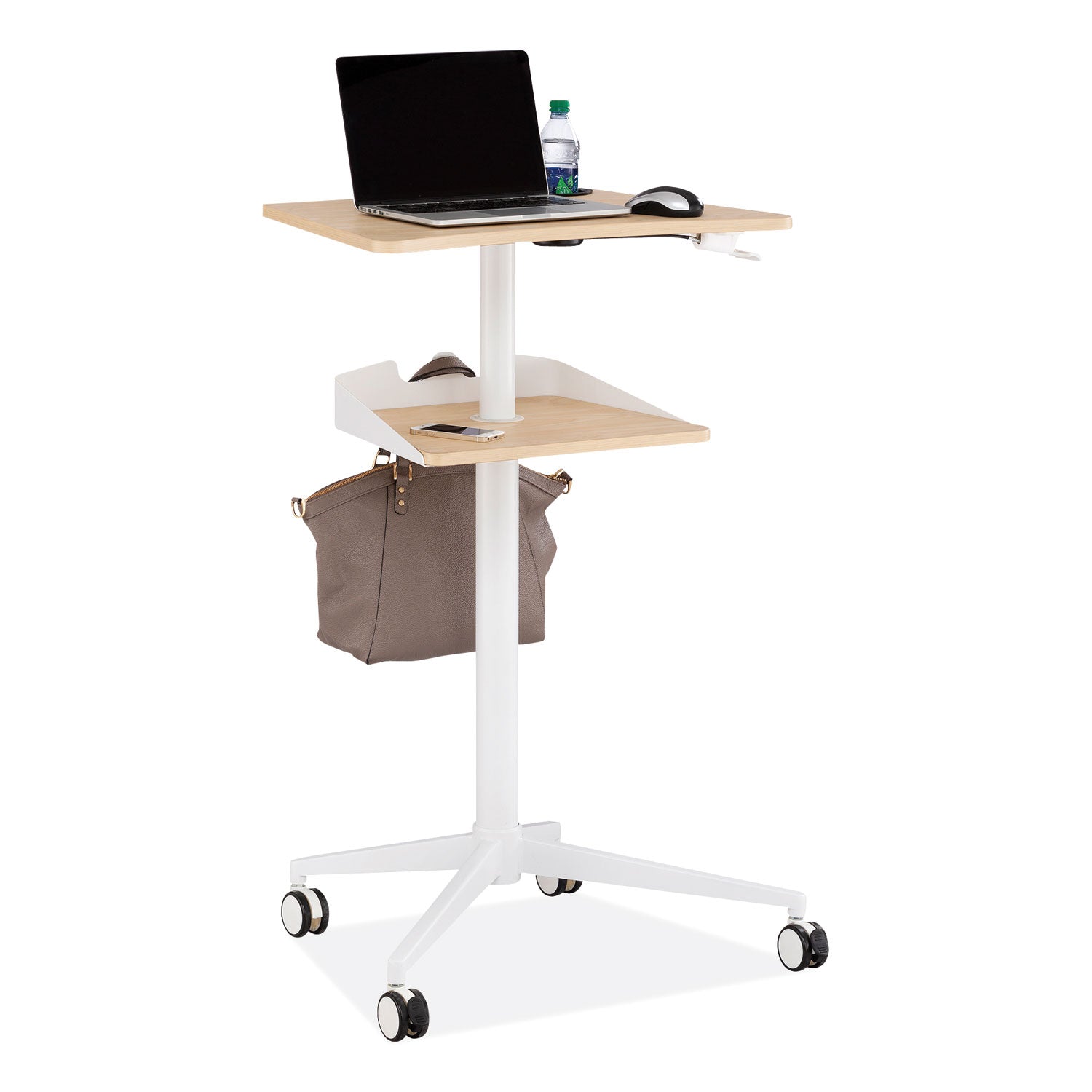 Safco Active Collection Vum Mobile Workstation - 25.3" x 19.8"47.8" - 2 Shelve(s) - Finish: Natural