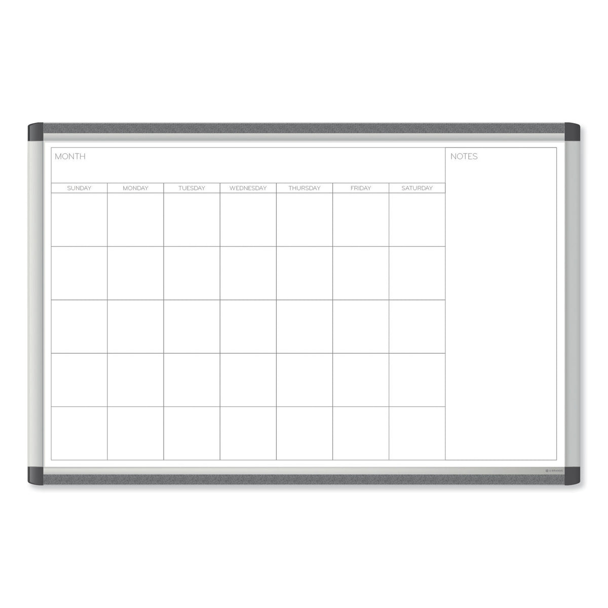 PINIT Magnetic Dry Erase Undated One Month Calendar, 35 x 23, White