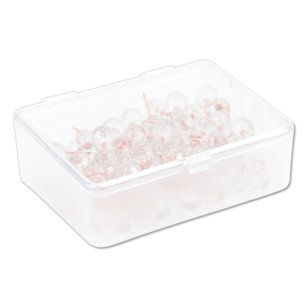 Fashion Sphere Push Pins, Plastic, Clear/Rose Gold, 0.44", 100/Pack