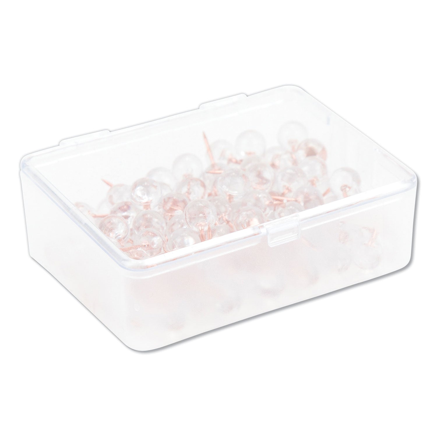 Fashion Sphere Push Pins, Plastic, Clear/Rose Gold, 0.44", 100/Pack
