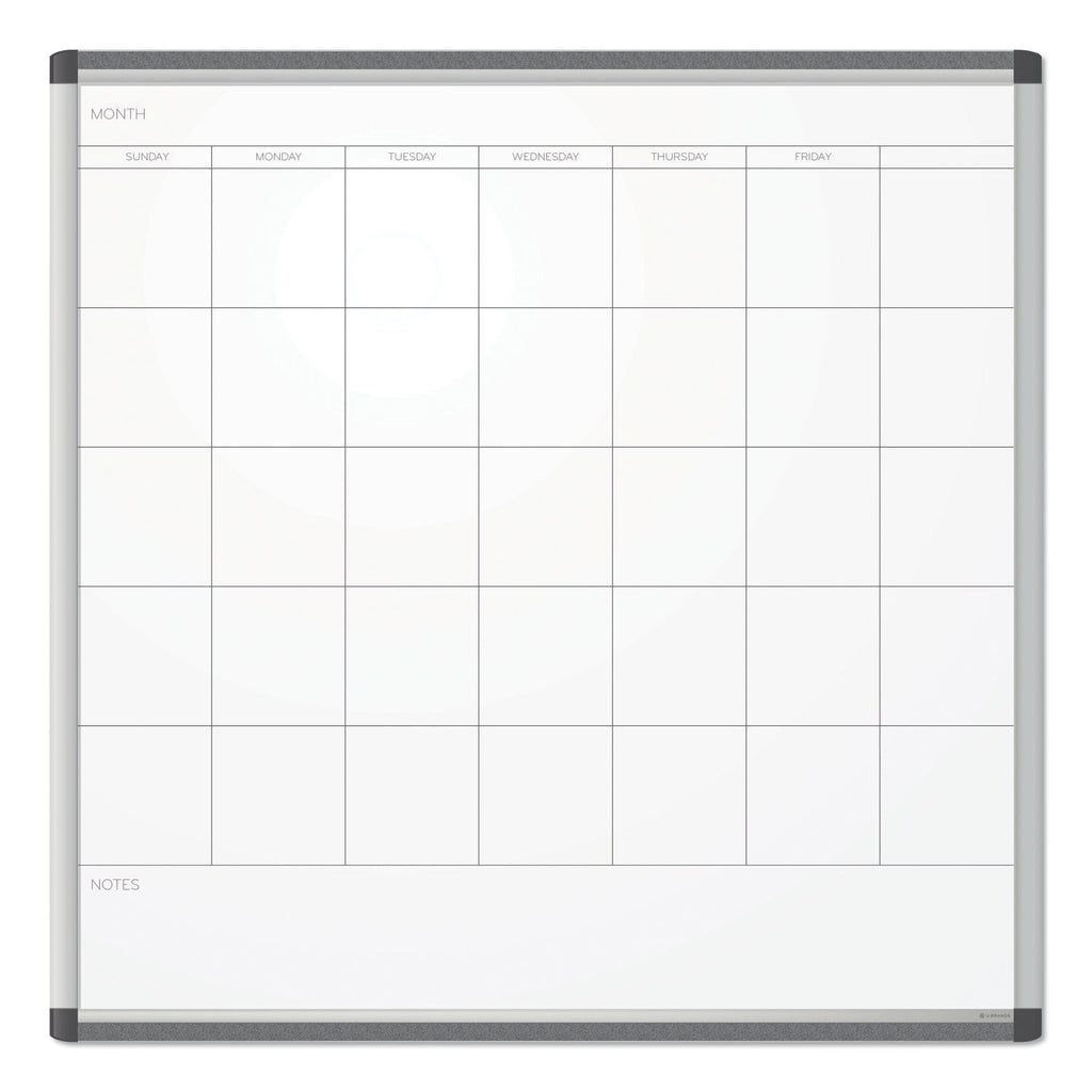 PINIT Magnetic Dry Erase Undated One Month Calendar, 35 x 35, White