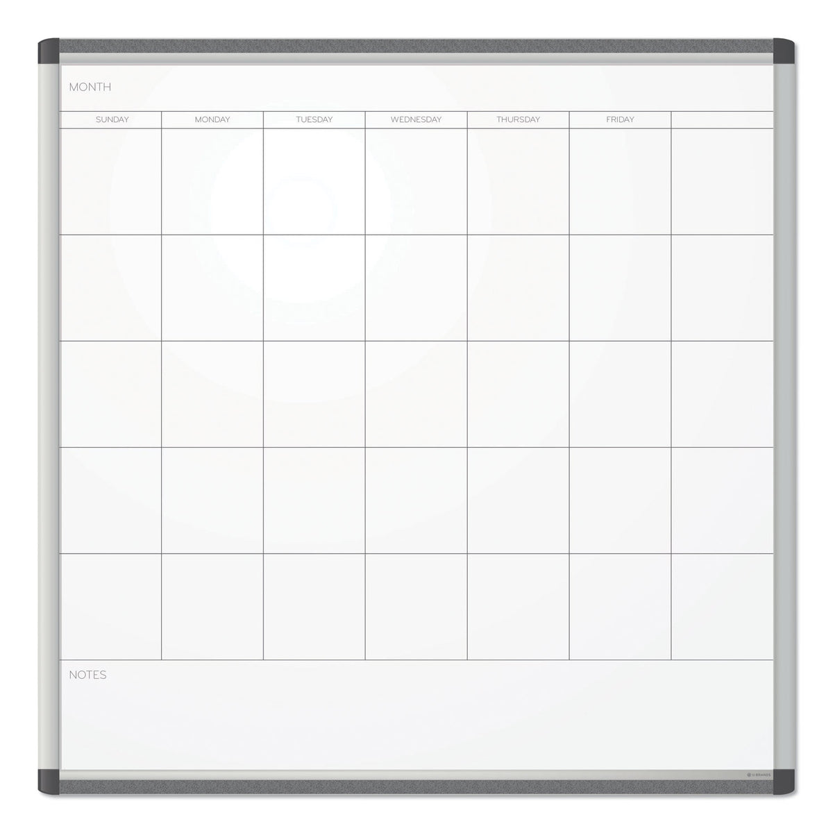 PINIT Magnetic Dry Erase Undated One Month Calendar, 35 x 35, White