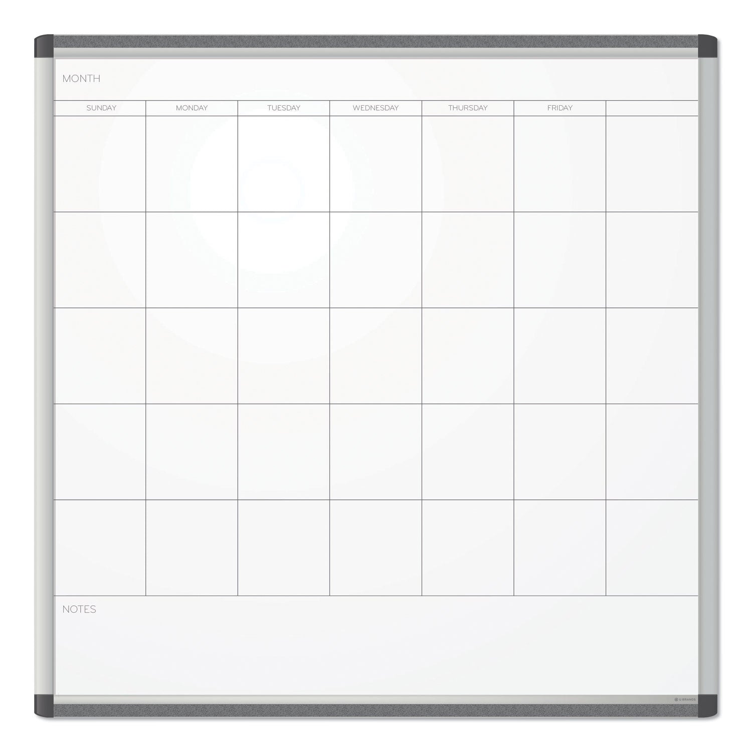 PINIT Magnetic Dry Erase Undated One Month Calendar, 35 x 35, White
