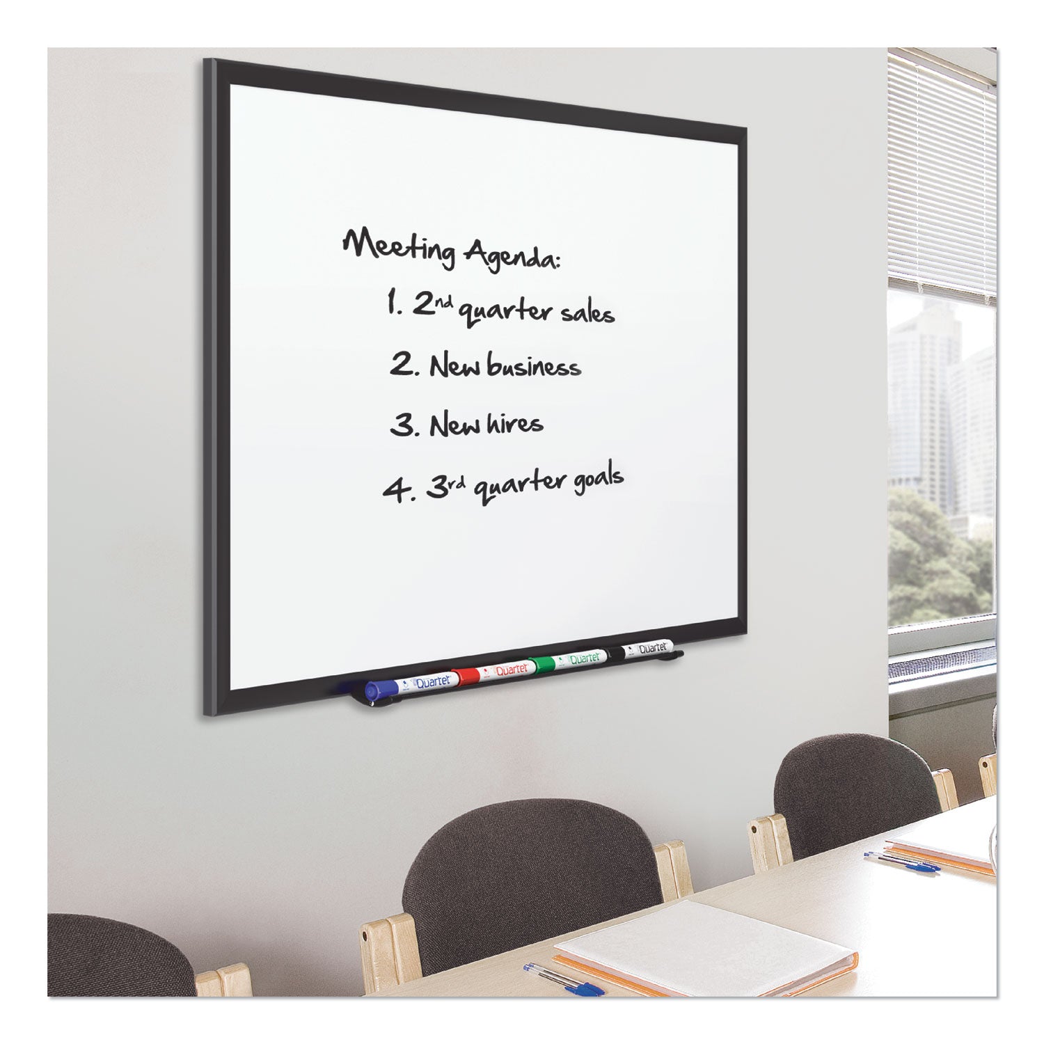 Classic Series Porcelain Magnetic Dry Erase Board, 60 x 36, White Surface, Black Aluminum Frame - 