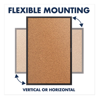 Classic Series Cork Bulletin Board, 24 x 18, Tan Surface, Black Aluminum Frame - 