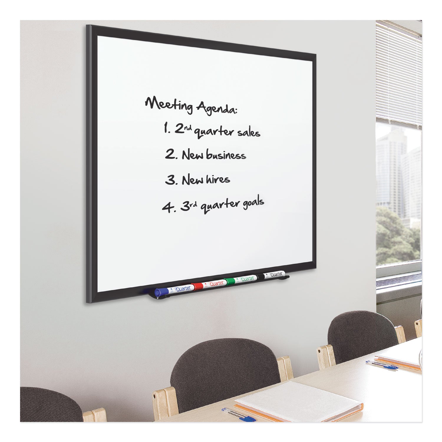 Classic Series Porcelain Magnetic Dry Erase Board, 48 x 36, White Surface, Black Aluminum Frame - 