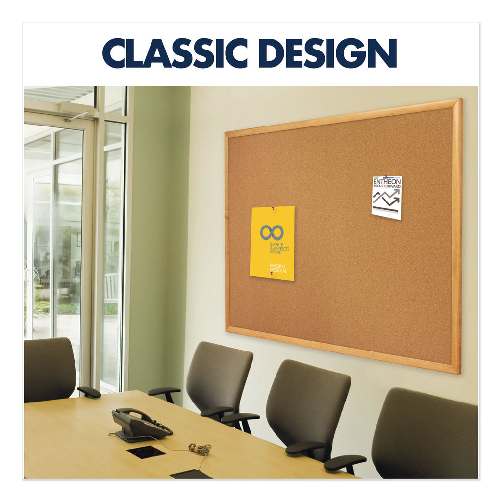 Classic Series Cork Bulletin Board, 96 x 48, Tan Surface, Oak Fiberboard Frame - 