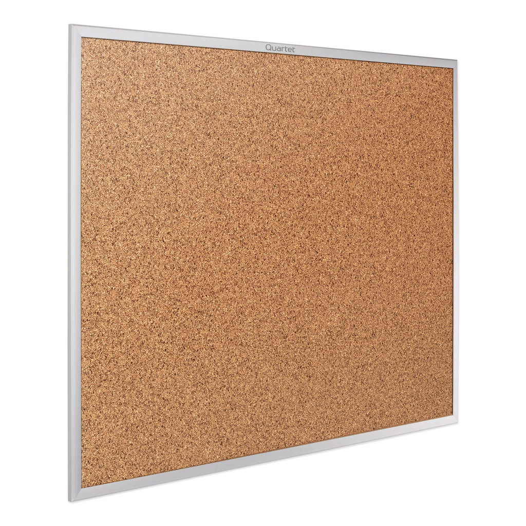 Classic Series Cork Bulletin Board, 36 x 24, Tan Surface, Silver Anodized Aluminum Frame - 