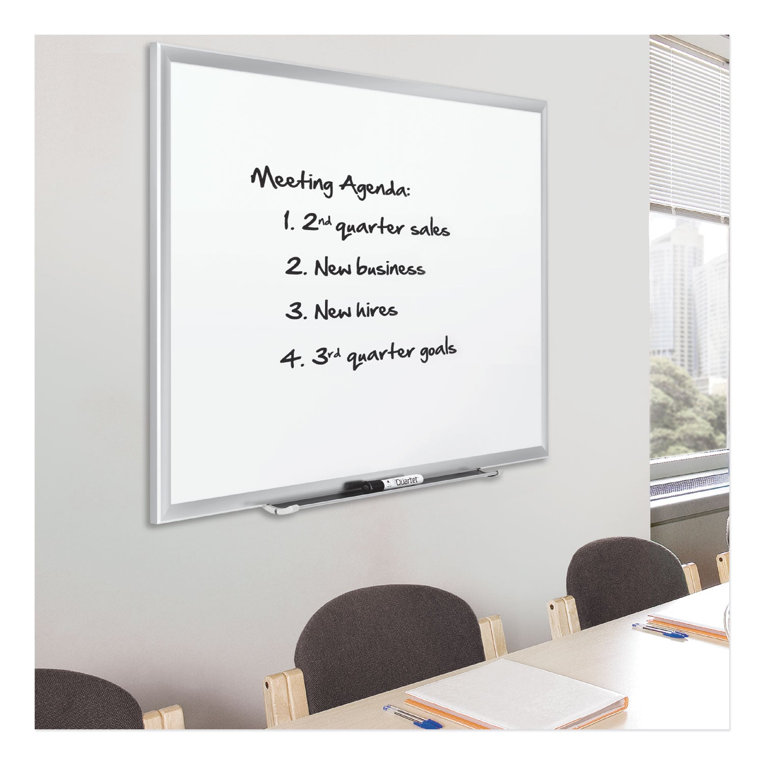 Classic Series Porcelain Magnetic Dry Erase Board, 48 x 36, White Surface, Silver Aluminum Frame - 
