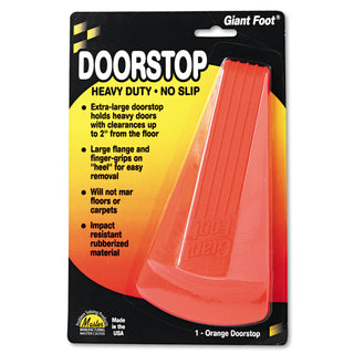 Giant Foot Doorstop, No-Slip Rubber Wedge, 3.5w x 6.75d x 2h, Safety Orange - 