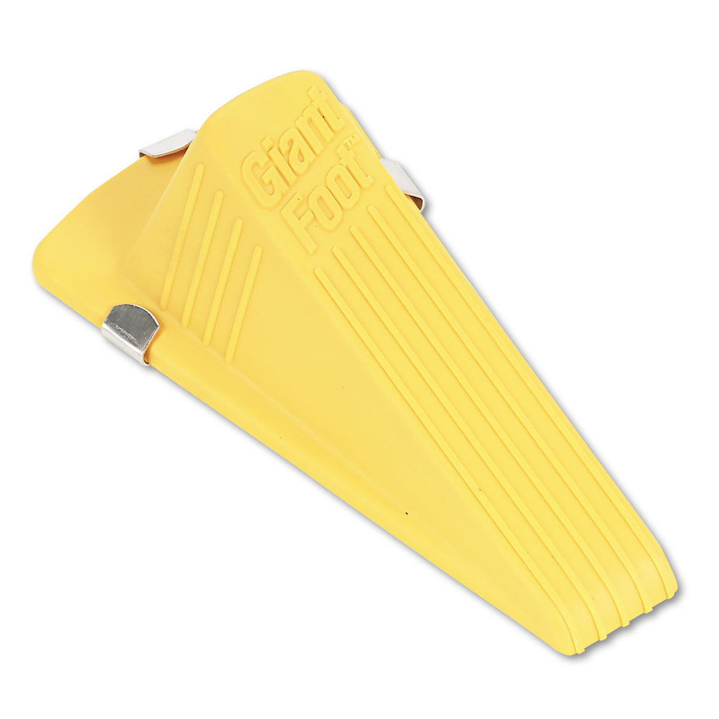 Giant Foot Magnetic Doorstop, No-Slip Rubber Wedge, 3.5w x 6.75d x 2h, Yellow - 
