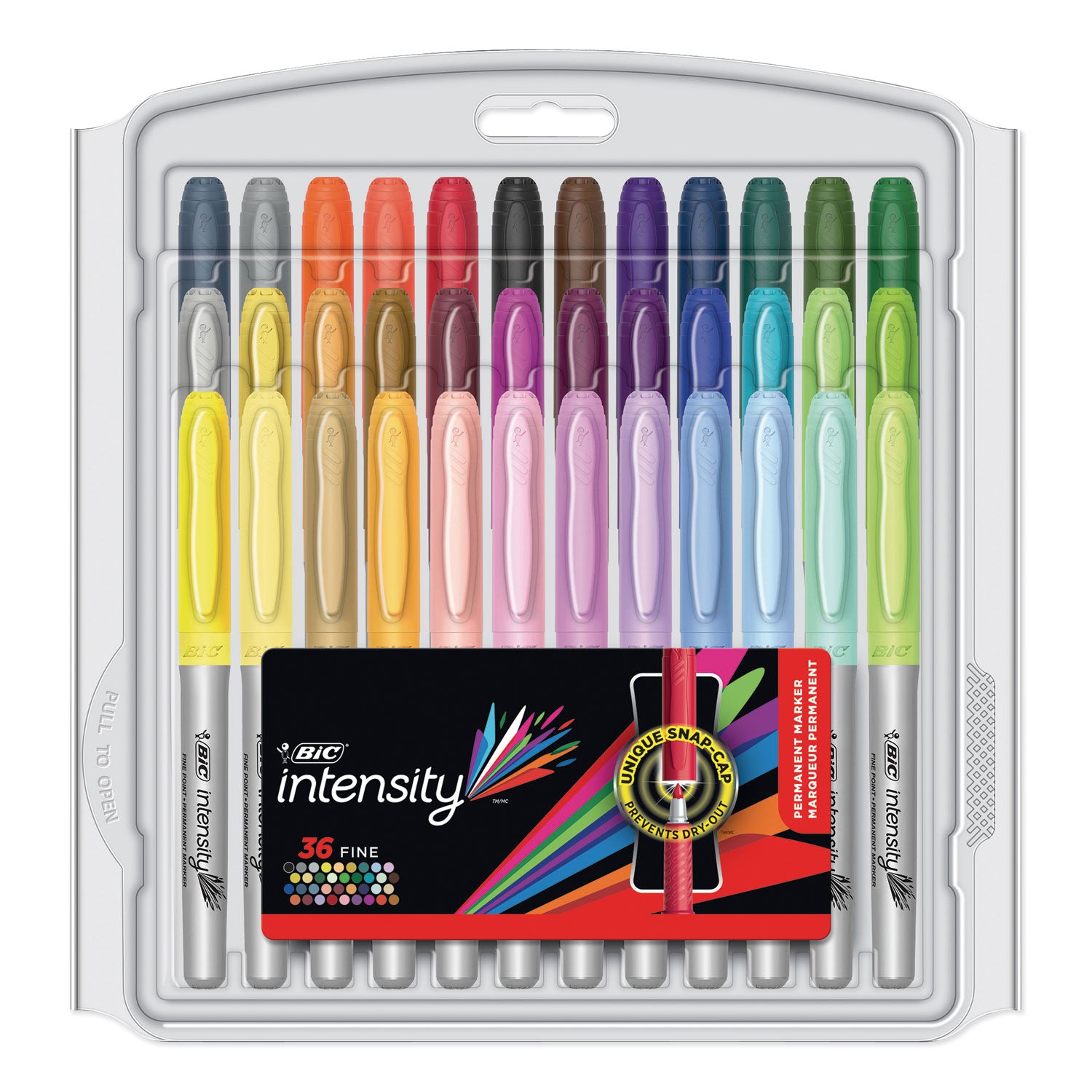 Intensity Fine Tip Permanent Marker Value Pack, Fine Bullet Tip, Assorted Colors, 36/Set - 