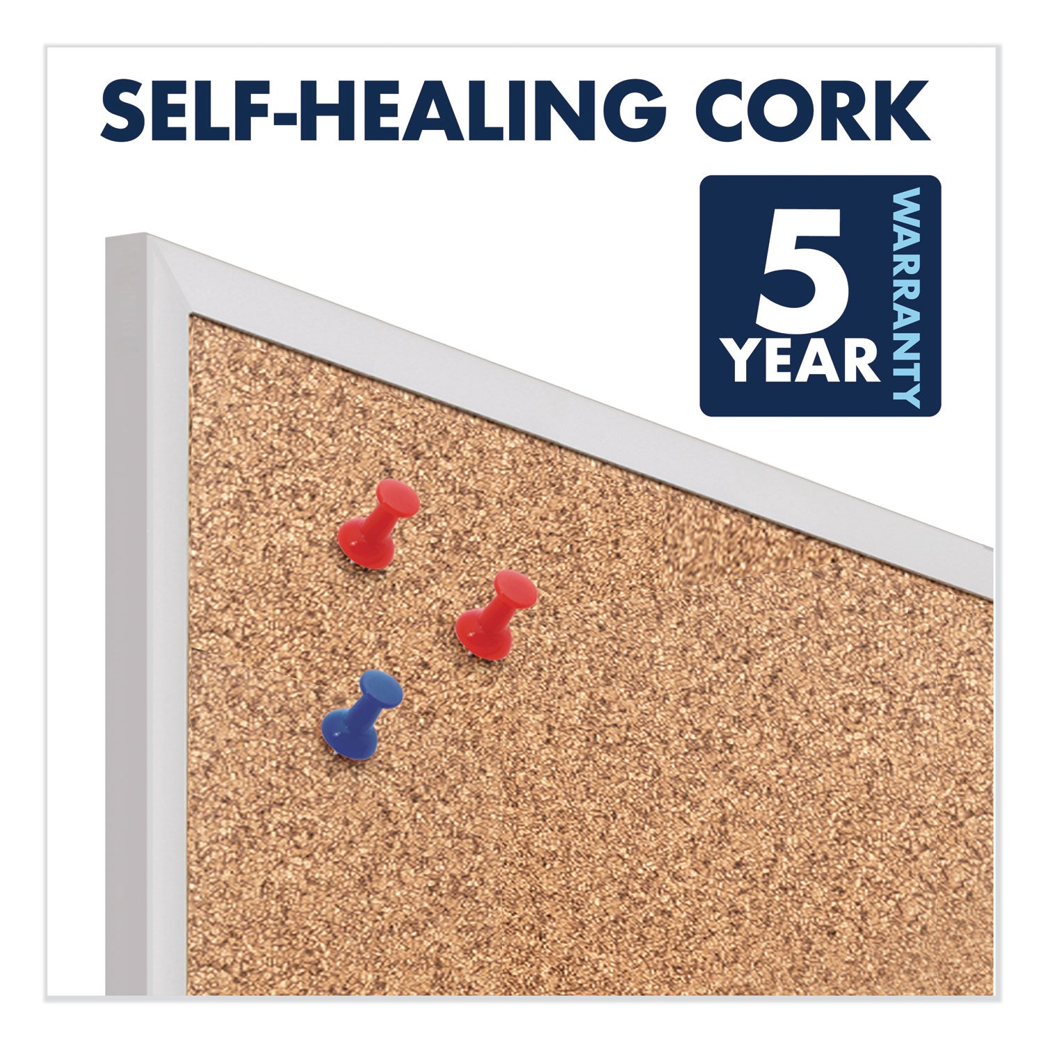 Classic Series Cork Bulletin Board, 60 x 36, Tan Surface, Silver Anodized Aluminum Frame