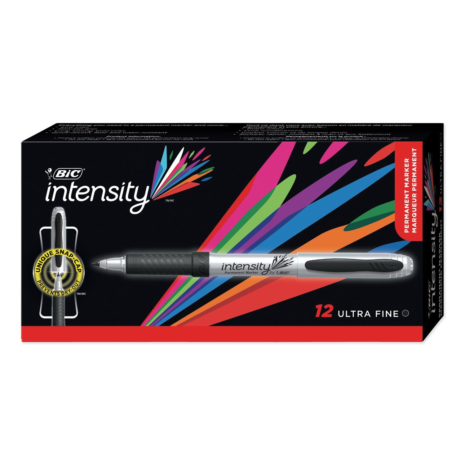 Intensity Ultra Fine Tip Permanent Marker, Ultra-Fine Needle Tip, Tuxedo Black, Dozen - 