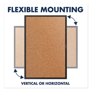 Classic Series Cork Bulletin Board, 36 x 24, Tan Surface, Black Aluminum Frame - 