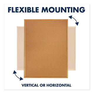 Classic Series Cork Bulletin Board, 36 x 24, Tan Surface, Oak Fiberboard Frame - 