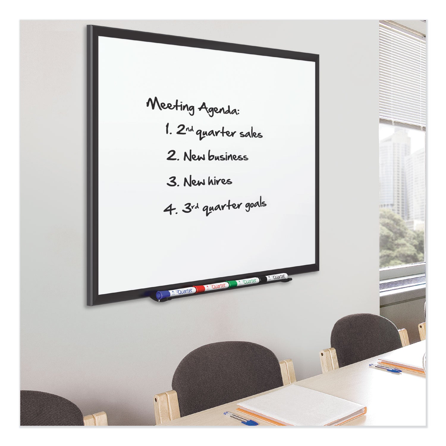 Classic Series Porcelain Magnetic Dry Erase Board, 36 x 24, White Surface, Black Aluminum Frame - 