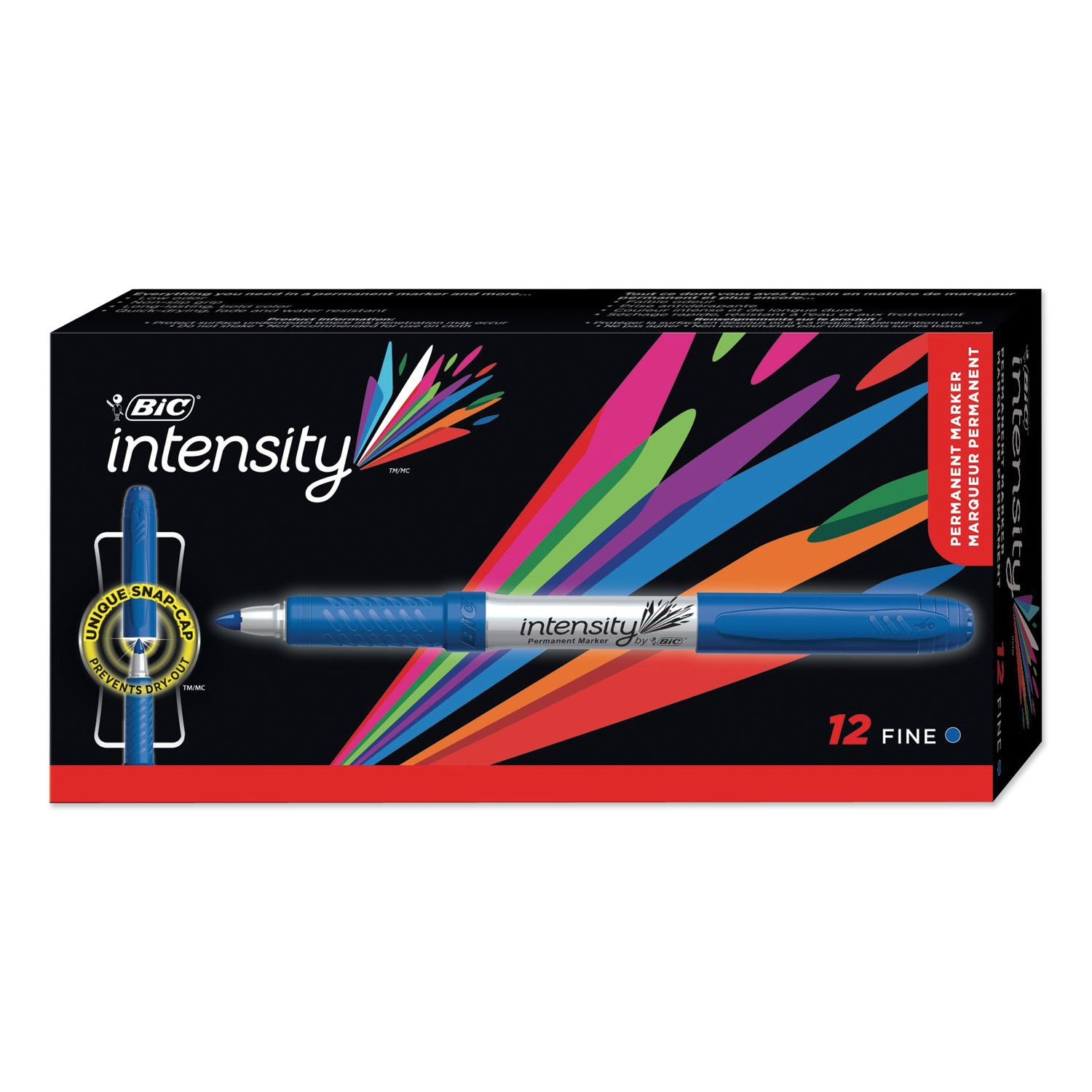 Intensity Fine Tip Permanent Marker, Fine Bullet Tip, Deep Sea Blue, Dozen - 