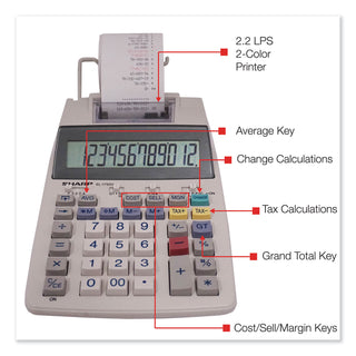 EL-1750V Two-Color Printing Calculator, Black/Red Print, 2 Lines/Sec - 